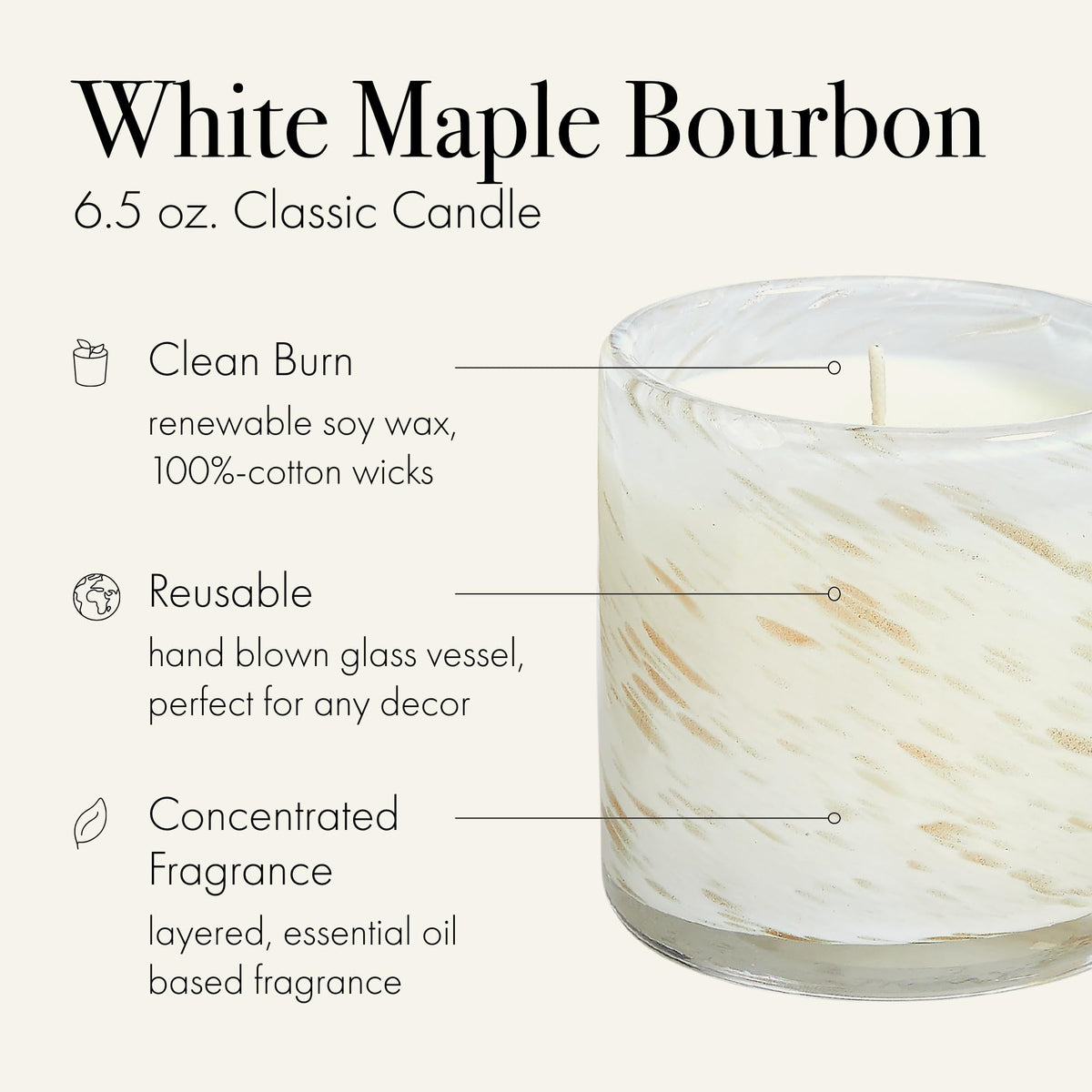 LAFCO New York Holiday Classic Candle, White Maple Bourbon - 6.5 oz - 50-Hour Burn Time - Reusable, Hand Blown Glass Vessel - Made in the USA