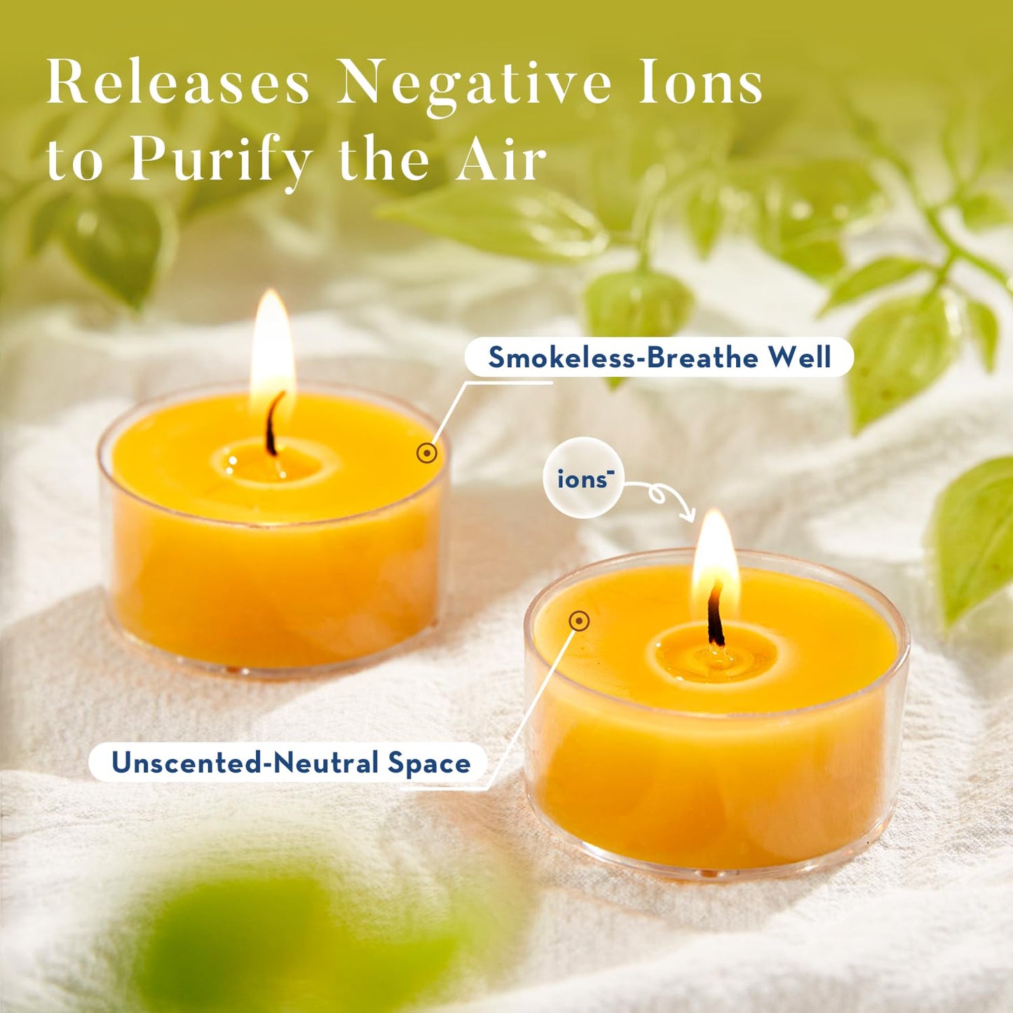 Crenovo 36 Pack Beeswax Tea Lights, 4-Hour Long Burning Tealight Candles, Ideal for Dinners Meditation Home Decor Tea Candles