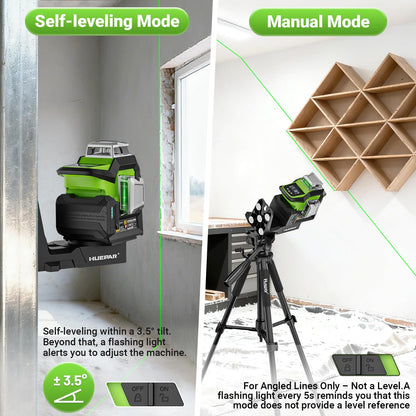 Huepar 2026 Upgraded 360 Laser Level with Electric Fine Adjustment Rotating Base, Fixed-Point Pivot Alignment, Remote Control, Rechargeable, 1/13" High Accuracy Self Leveling Lazer Leveler, Pluse Mode