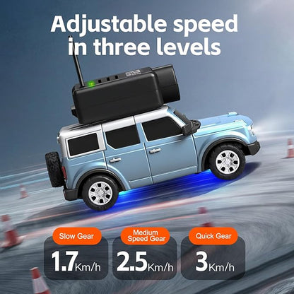 WLtoys 1:64 Mini RC Cars 2.4G FPV Remote Control Toy Car with 720P HD Camera Gyro LED Ambient Light APP Controlled Drifting Car for Adults (Blue)