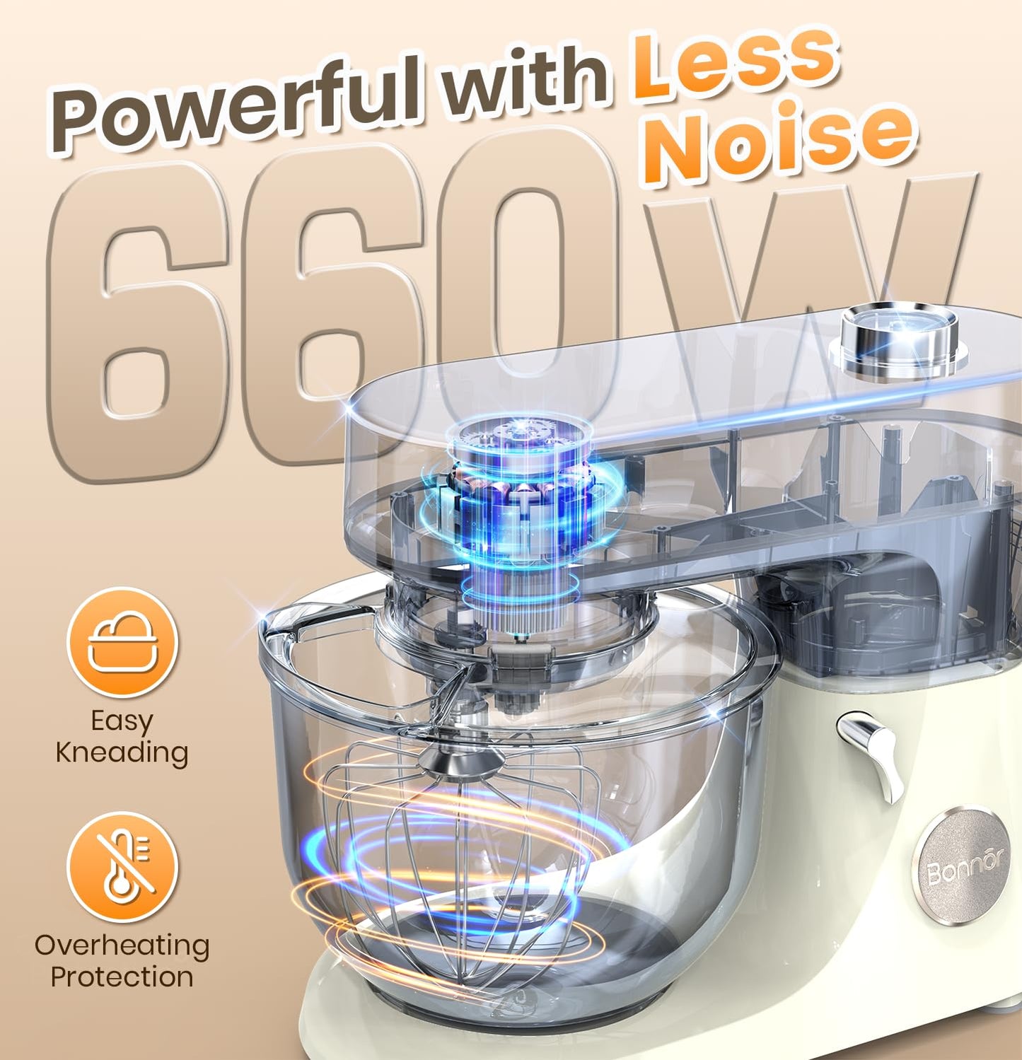 Bonnor Stand Mixer, 6QT Electric Kitchen Mixer for Baking Cakes & Dough, LED Smart Touchscreen, 11-Speed Tilt-Head & Timer, 4 Presets, Mixer with Bowl, Dough Hook/Whisk/Beater, Green