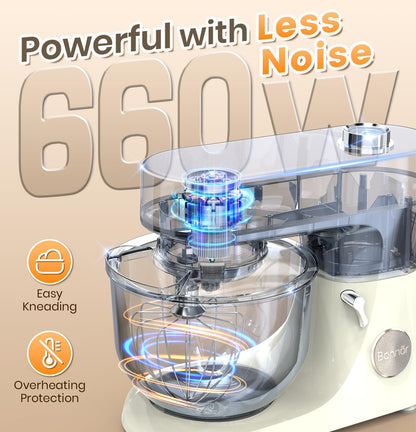 Bonnor Stand Mixer, 6QT Electric Kitchen Mixer for Baking Cakes & Dough, LED Smart Touchscreen, 11-Speed Tilt-Head & Timer, 4 Presets, Mixer with Bowl, Dough Hook/Whisk/Beater, Green