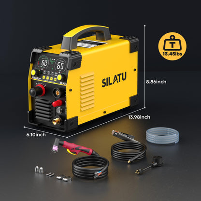SILATU 65Amps Plasma Cutter, STC650P HF Non-Touch Pilot Arc Plasma Cutter Machine, 110/220V Dual Voltage Air Sensor Technology Large LED Display, 20mm Max Cutting thickness, PT/2T/4T for Beginners DIY
