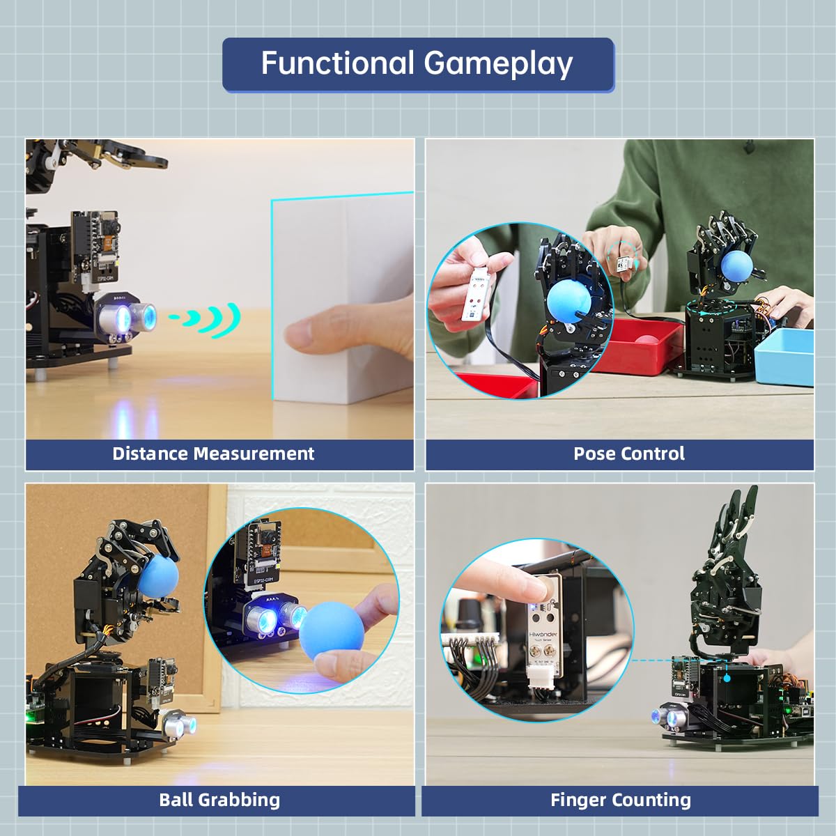 Robot Hand with Arduino Open Source AI Bionic Robotic Hand Five Fingers Solely Movement Mechanical Arm DIY Smart Robot & Engineering Kits, Science/Coding/Programming Set, Standard Kit