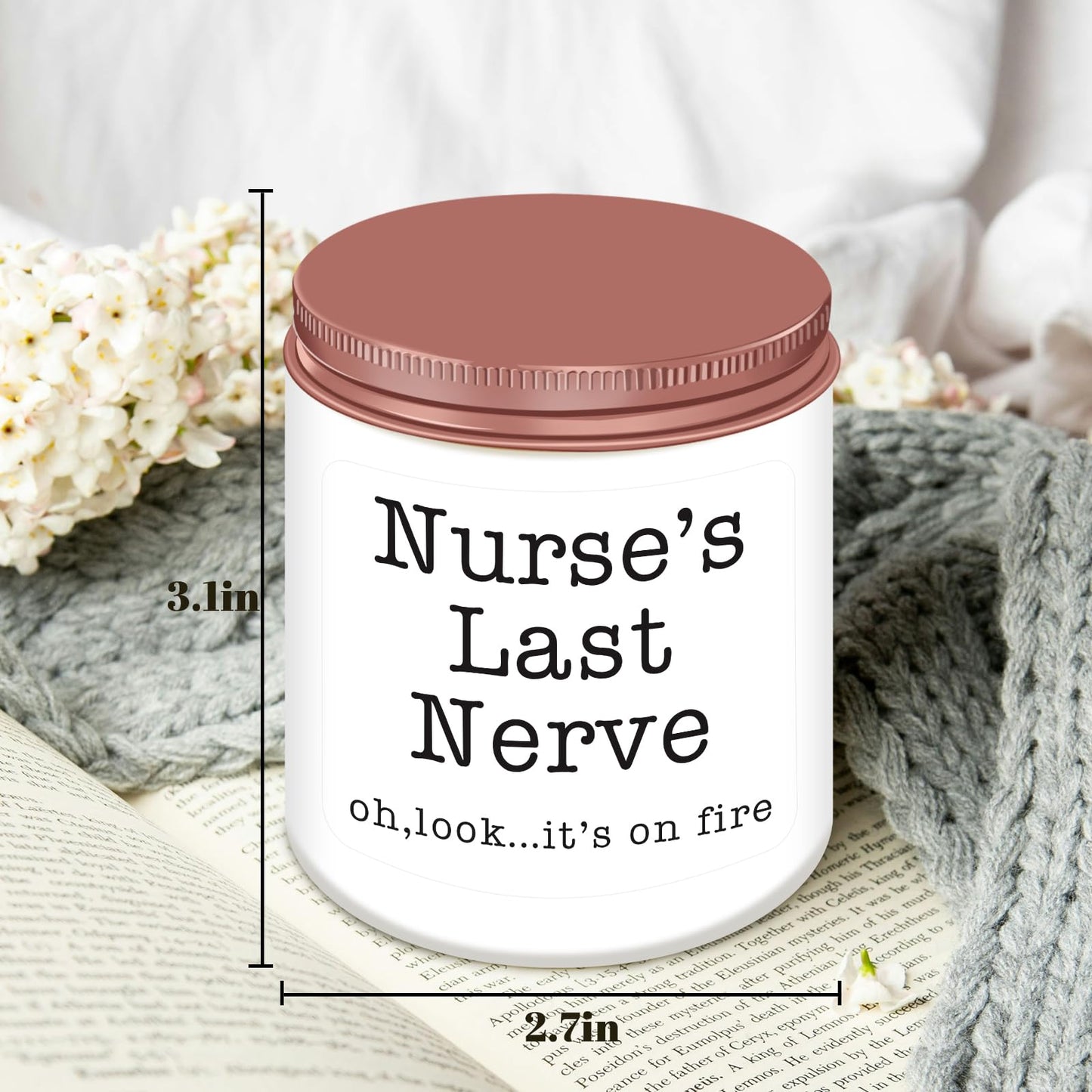 Homsolver Nurse Gifts for Women, Unique Birthday Christmas Graduation Thanksgiving Nurse Day Gift for Head Nurses, Nurse's Last Nerve Scented Candles