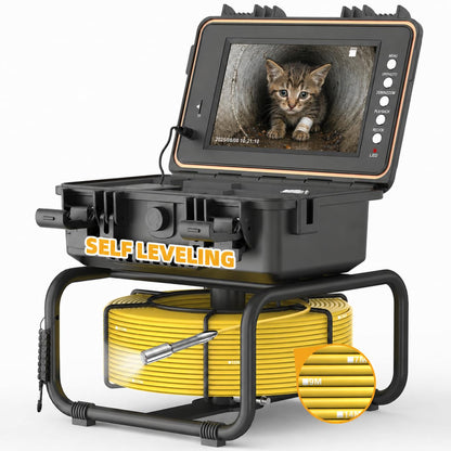 Sumkea Sewer Camera 100ft Self Leveling Drain Inspection Camera with 9" IPS Screen, HD Recording, Meter Marker Pipe Inspection Cameras for Plumbing, Sewer Line, Home & Commercial Inspections, IP68