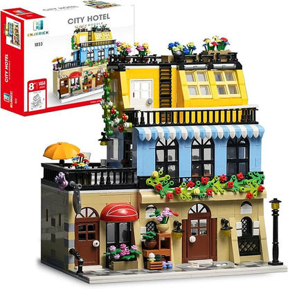 ENJBRICK Flowers City Hotel House Building Kit for Adutls Creator Building Toy Set with Apartmant and Shops for Girls and Adults 1464 pcs