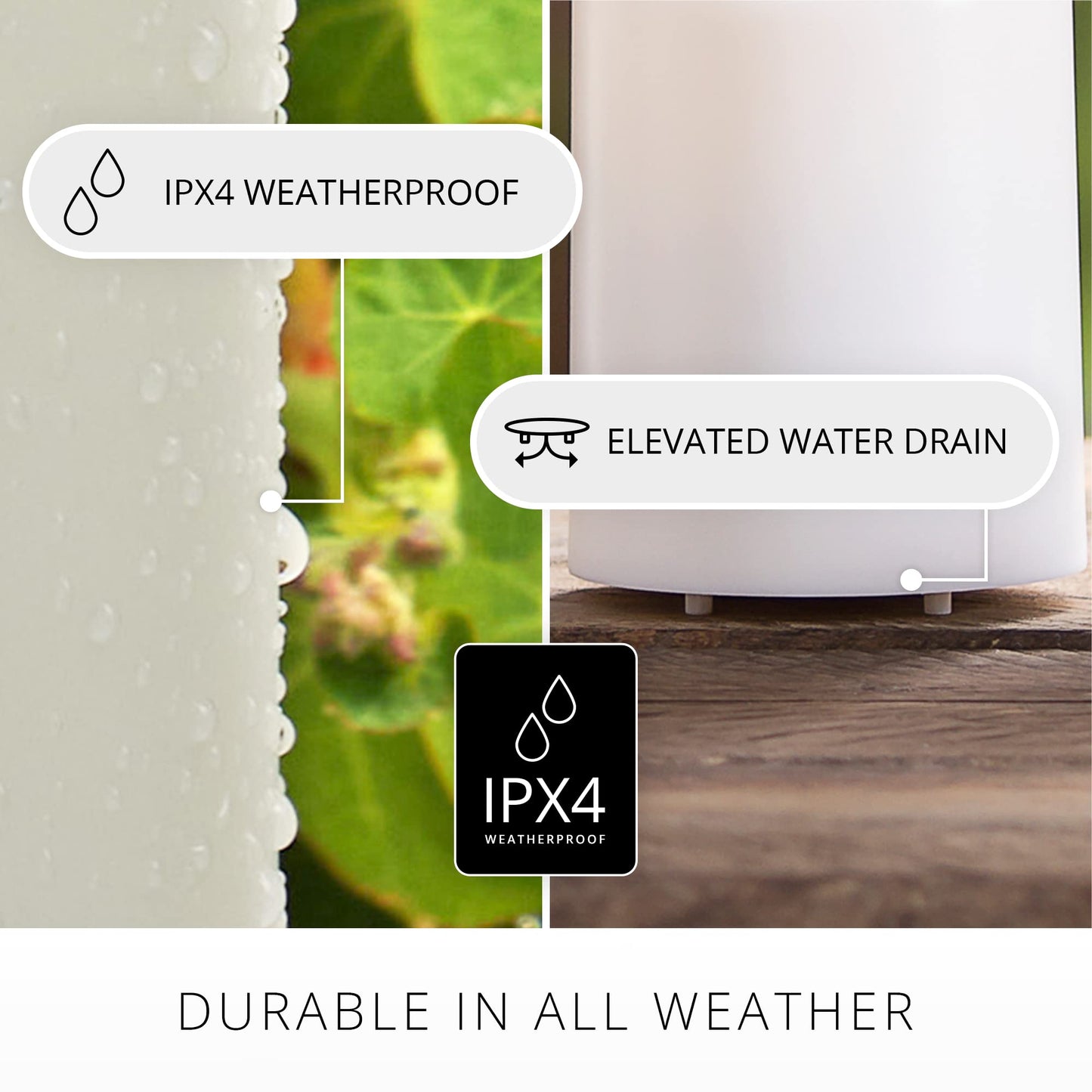 Luminara Outdoor Votive Flameless LED Candle, Pearl Ivory 2" x 3.2", Moving Flame Battery Operated Timer Remote Ready IPX4 Matte Plastic Finish