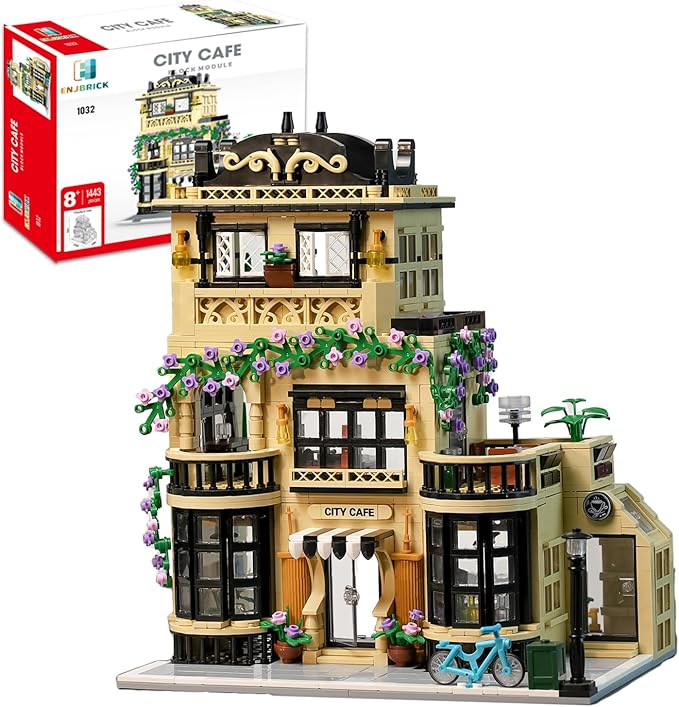 ENJBRICK Flowers City Coffee Shop Building Set for AdutlsArchitecture Building House Kit for Boys and Girls 8-14 Years 1443 pcs