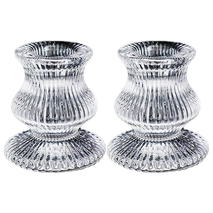 Sophisticated Glass Taper Holders Set of 2 for Wedding Celebration & Festival Home Decors Clear Accessories Wedding Table Decors