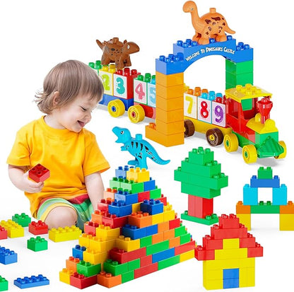 Building Blocks for Toddlers 2-5 Including Dinosaurs Cars 116-piece Large Classic Building Bricks Set Educational Toys for Children Boys Girls All Ages Compatible with All Major Brands