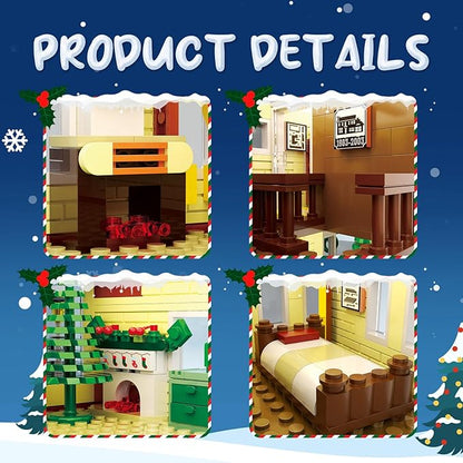 Christmas Holiday House Building Set LED DIY Christmas Holiday Snow Village Christmas House Compatible with Lego Gifts for Boys Girls Family and Friends (1156pcs)