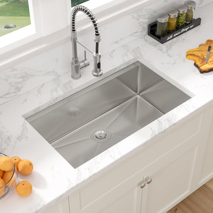 Sarlai 33 Kitchen Sink Undermount - 33 x 19 Inch Undermount Sink Ledge Workstation Deep Single Bowl 16 Gauge Stainless Steel Under Counter Kitchen Sinks Basin