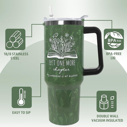 Nqhsionv Book Lovers Gifts 40oz Book Lover Tumbler with Handle and Straw Bookish Coffee Travel Mugs Insulated Cup Gifts for Women Readers,Reading,Bookish,Librarian,Books Accessories