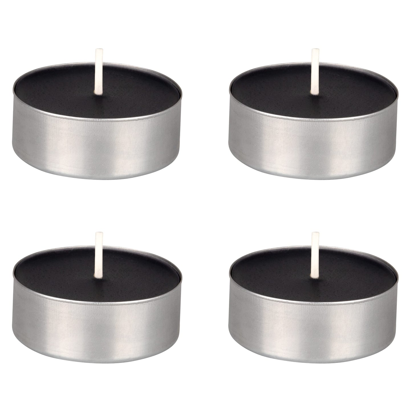 Mega Candles 4 pcs Unscented Oversize Black Tea Lights Candles, Pressed Wax Candle 12 Hour Burn Time, Home Décor, Wedding Receptions, Occasions, Events, Meditations, Tranquility, Spa