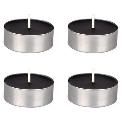 Mega Candles 4 pcs Unscented Oversize Black Tea Lights Candles, Pressed Wax Candle 12 Hour Burn Time, Home Décor, Wedding Receptions, Occasions, Events, Meditations, Tranquility, Spa