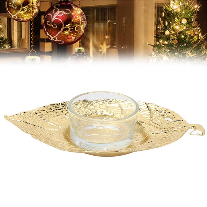 Metal Candle Holder Gold Leaf Candlestick Stand Elegant Simple Design for Christmas Wedding Party Decoration Home Office Decor