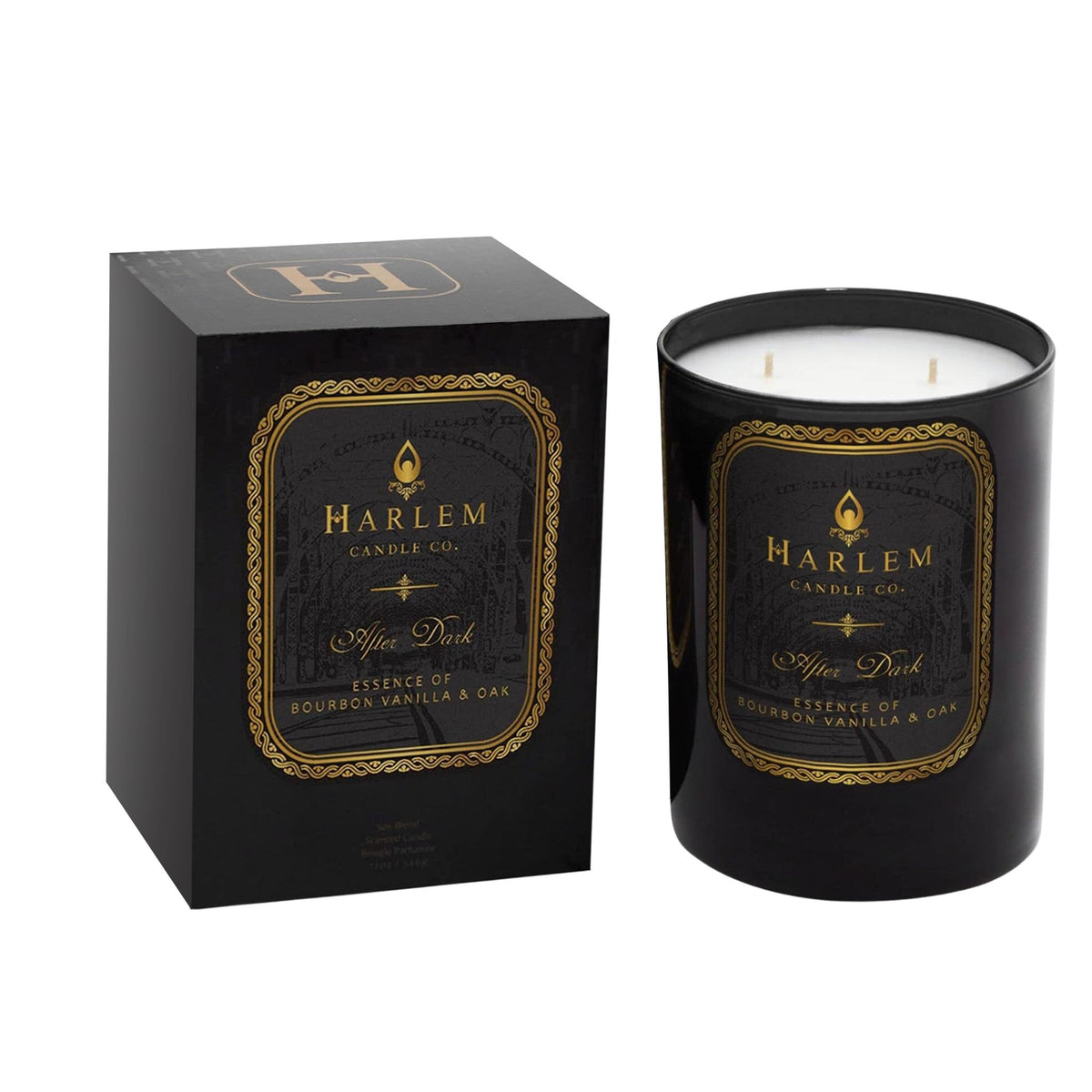 HARLEM CANDLE CO. After Dark - Luxury Scented Soy Candle, 11 oz - 80-Hour Burn Time | Bergamot, Saffron, Bourbon Vanilla, Oak | Scented Candles for Home