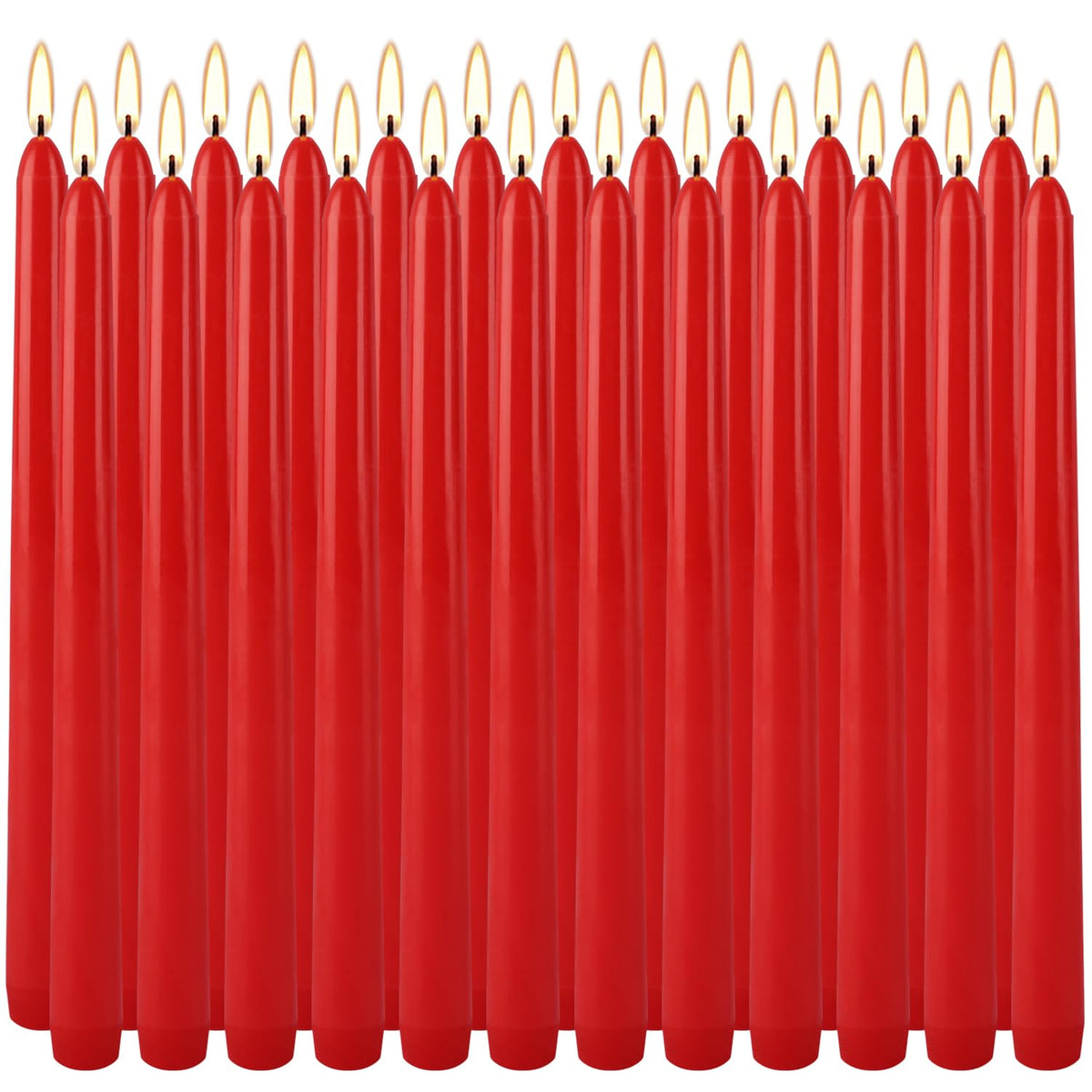 YOROXRG 24 Pack Red Taper Candles, 7-8 Hours Burn Time, Unscented, Smokeless and Dripless, 0.75 x 10 Inch Dinner Candle Set for Christmas,Household, Wedding, Party and Home Décor Candlesticks