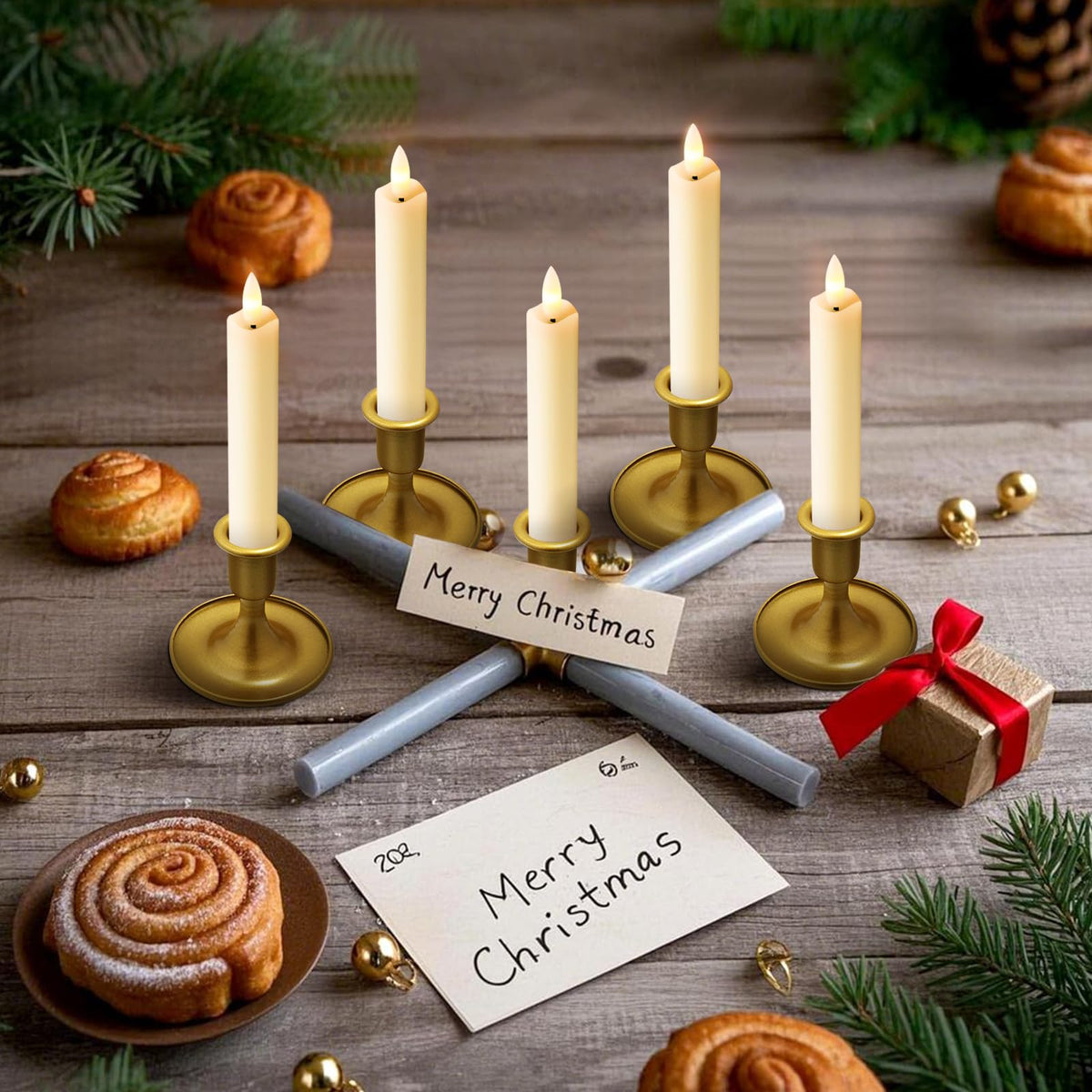 KSWING Upgraded Real Wax Short LED Flameless Taper Candles with Remote, 6 PCS Ivory Candlesticks Battery Operated 3D Flickering - 6" Realistic Fake Candle Sticks for Home/Wedding/Fireplace Xmas Decor