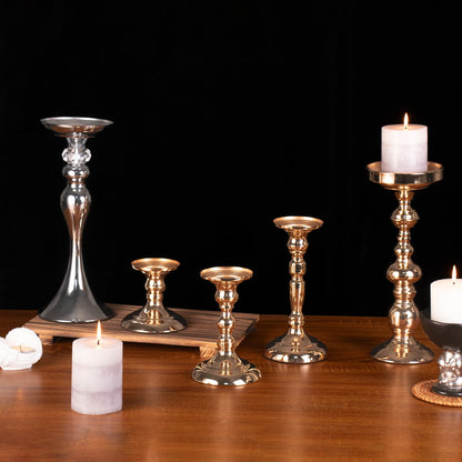Pillar Candle Holder,Metal Candlestick Holders,Gold Tall Candlesticks for Wedding Theme Party Table Centerpiece Decor Dining Room Birthday Holiday (Candlestick 6216- Middle)