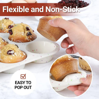 CAKETIME Silicone Muffin Pan, Regular Size Muffin Pan for Baking 12 Cups Non Stick Silicone Cupcake Pan 1 Pack Confetti