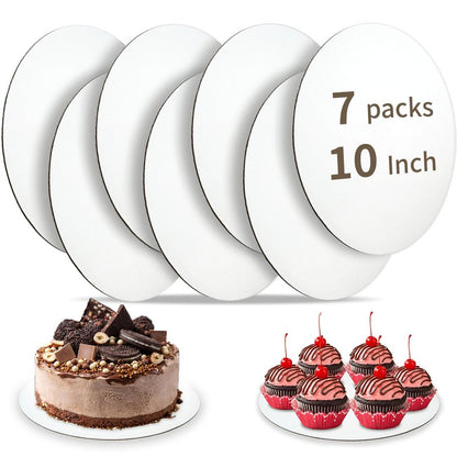 Bake Choice Cake Boards 10 inch Round, 7 Pack Food-Graded Cardboard Cake Rounds, Waterproof and Oil-Proof Cake Plates, Sturdy Corrugated Cake Base, Ideal for Baking, Cake DIY, Dessert and Crafting