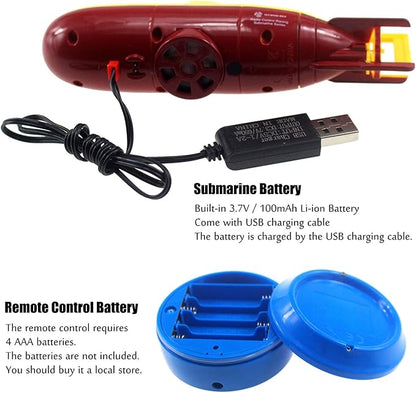 Tipmant Mini RC Submarine Toy Remote Control Boat Underwater Electric Diving Water Fish Tank Kids Birthday Gift (Yellow)