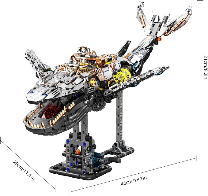 Ideas Mechanical Whale Building Set with LightCollectible Set for Adults Compatible with Lego AnimalAuthentically Detailed Build and Display Model for Home or Office Décor (1368PCS)