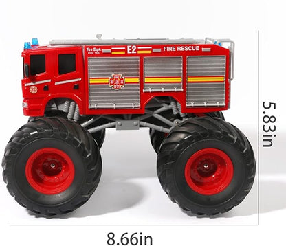 Remote Control Fire Truck Monster Truck Toy1/18 RC Fire Truck2.4GHz Offroad Hobby RC Racing Car with LED High Speed Best Gift for Kids