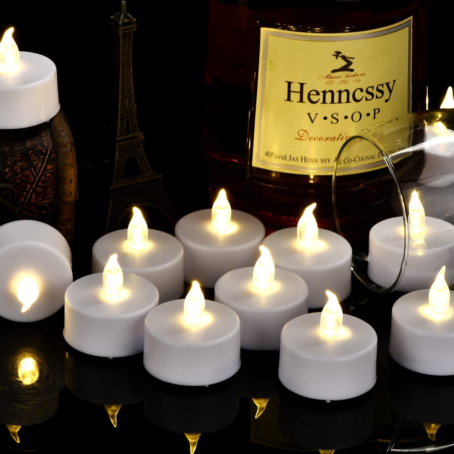 MINXIN Battery Operated Tea Lights Candles: 24 Pack Realistic and Bright Flickering Holiday Gift Flameless Candles LED Electric Tea Candles for Seasonal & Festival Party Home Decoration (Warm White)