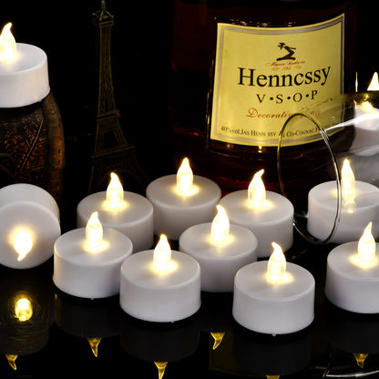 MINXIN Battery Operated Tea Lights Candles: 24 Pack Realistic and Bright Flickering Holiday Gift Flameless Candles LED Electric Tea Candles for Seasonal & Festival Party Home Decoration (Warm White)