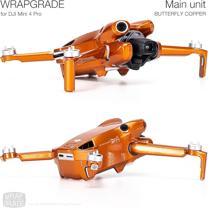 WRAPGRADE Skin Stickers Compatible with DJI Mini 4 Pro | Full Wrap (Butterfly Copper)