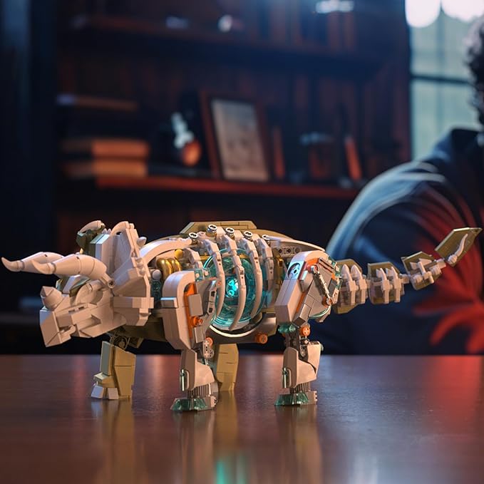 Dinosaur Toy Building Sets Mechanical Dino Buildings Blocks Set for Boys Girls 12+Teens Adults Creative Model Kits Home Room Office Decor Birthday Triceratops 1180PCS