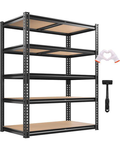 CypBed Storage Shelves Heavy Duty Garage Shelving Unit Adjustable 2200LBS Metal Shelving 5 Tier Garage Storage Rack, Shelf for Basement/Warehouse/Pantry/Closet/Kitchen 35.54" W x 16" D x 72" H, Black