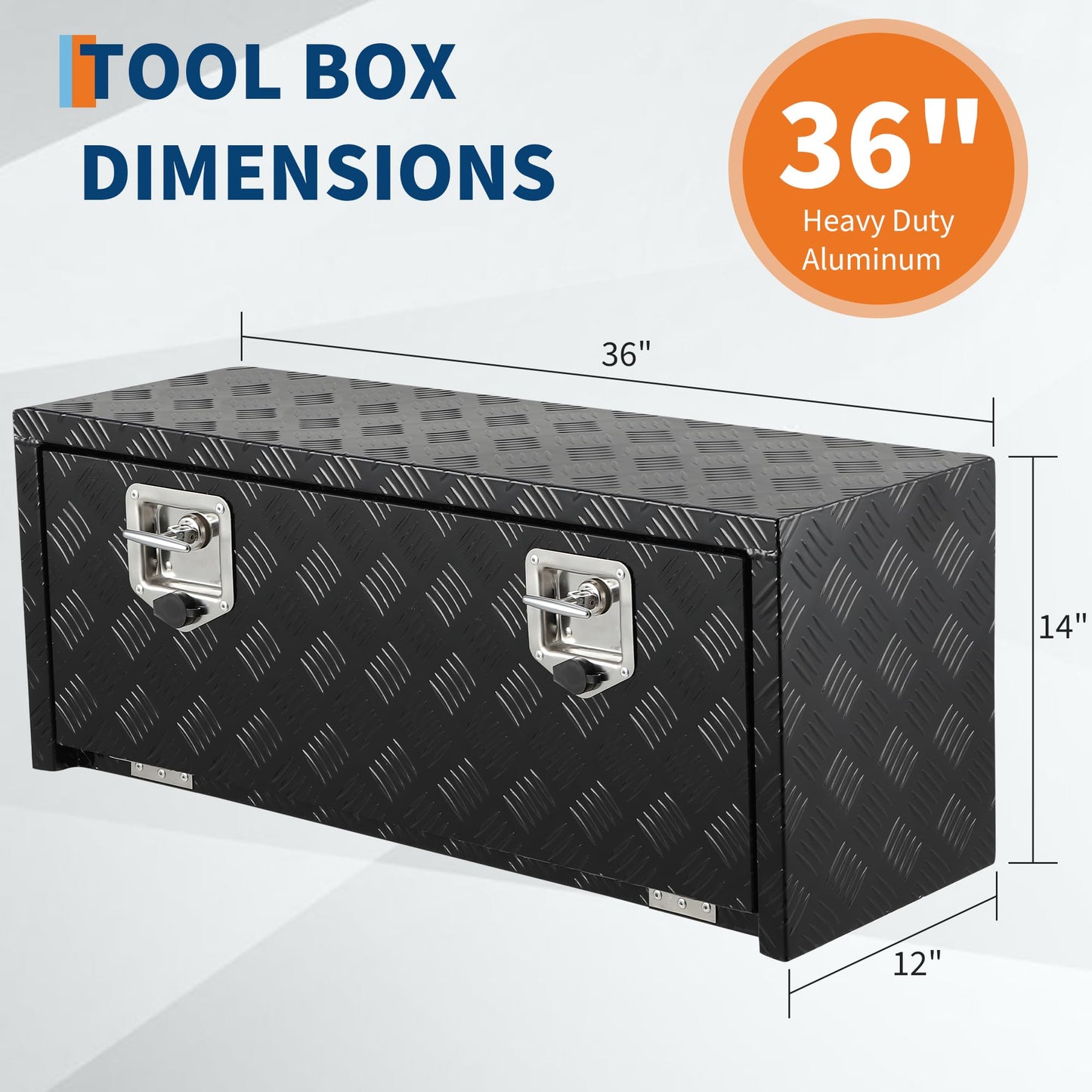 EliteEdge Heavy Duty Aluminum Diamond Plate Tool Box Chest Box Pick Up Truck Bed RV Trailer Toolbox Storage Lockable Organizer with Lock Keys