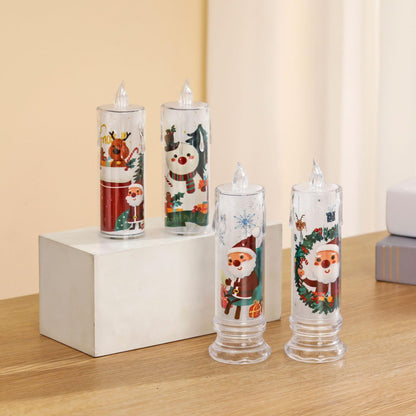 Vwvk 4-Pcs Christmas Flameless Candle Set, 5.12 Inches Tall, Christmas LED Candles with 3D Flame Effect - Battery-Operated Vintage Holiday Lights,Children's Christmas Gifts