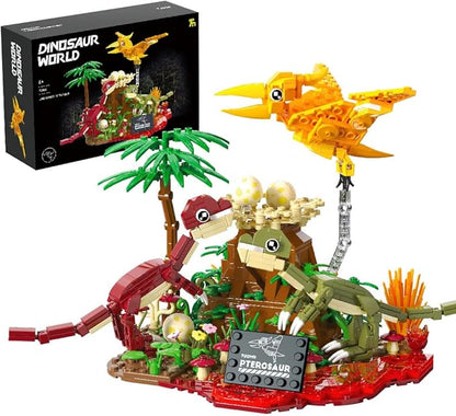 Dinosaur World Building Set- Compatible with Lego Sets for Boys 8-14 Jurassic Volcano Era Building Birthday Gift Set for Boys &amp Girl (536 Pcs)