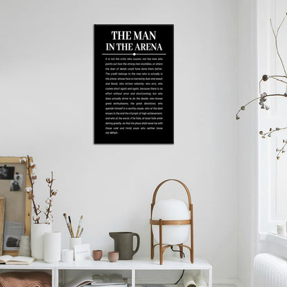 The Man in the Arena Inspirational Canvas Wall Art Motivational Entrepreneur Quotes Poster Print Positive Picture Artwork for Bedroom Office Wall Decor Ready to Hang [12''Wx18''H]
