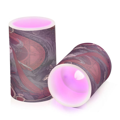 ALAZA Flameless Candles with Remote Timer,Red Grey Girl Queen Battery Operated Candles Set of 2 LED Tea Lights Flickering Pillar Votive Candles for Indoor Outdoor Decor