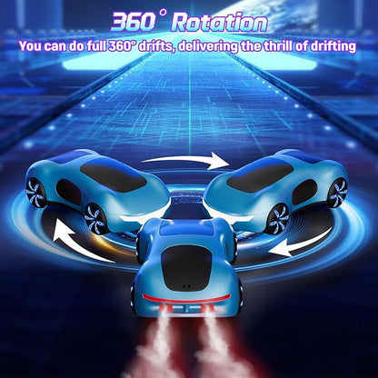 Remote Control Car Gesture Sensing RC Sunt Car 2.4GHz RC Drift Cars with Spray Light and Sound 360° Rotating Side Drifting RC Cars with 2 Batteries Birthday Gifts (Blue)