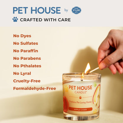 One Fur All Pet Odor Candles 2 Pack, Plant-Based Soy, Clean Burning Scented Candles for Pet Loving Homes - Pumpkin Spice, Apple Cider 2 Pack