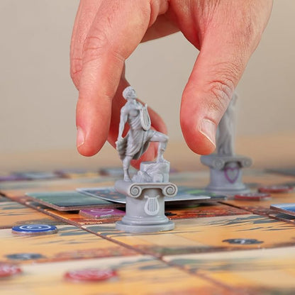 Pantheum: Deluxe Edition | Family Strategy Board Game for Greek Mythology Fans | 1–4 Players | Ages 12+ | 45–60 Min Playtime | Includes Gold Foil Sleeve Minifigures Engraved Dice and Wooden Tokens