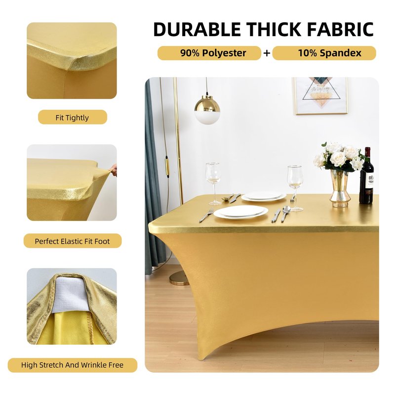 ZarzaaSik 2-Pack 4ft Spandex Table Covers for Rectangular Folding Tables - Wrinkle Resistant Stretch Tight Table Cloths - Ultimate Fitted Table Protector for Parties, Banquet, and Wedding