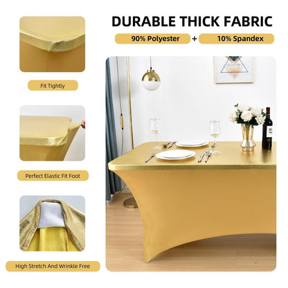 ZarzaaSik 6-Pack 4ft Spandex Table Covers for Rectangular Folding Tables - Wrinkle Resistant Stretch Tight Table Cloths - Ultimate Fitted Table Protector for Parties, Trade Shows, and Wedding