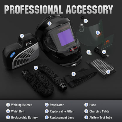 YESWELDER Powered Air Purifying Respirator Auto Darkening Welding Helmet LYG-Q800D Welder Hood