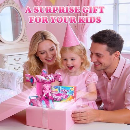 Unicorn Transform RC Cars for Girls Toys with Rainbow Eyes &amp Underbody Lights Fast 360°Rotation &amp 2.4GHz Robot Remote Control Car One-Button DeformationEaster Basket Stuffers for 3-12 Year O