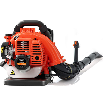 Relxxon Gas Powered Backpack Leaf Blower - 52cc 2-Stroke Engine, 200 MPH 550 CFM Heavy Duty Lawn Care Tool for Debris & Snow - 17.2lb Ultralight Design - 40oz Fuel Tank (Orange)