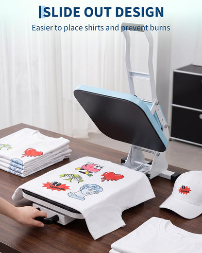 Garvee Heat Press 15x15, High Pressure Heat Press Machine for t Shirts, Slide Out Professional Heat Press for Sublimation, Vinyl, Industrial Digital Heat Transfer Machine for t-Shirt