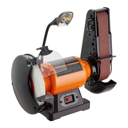 VEVOR 8 Inch Bench Grinder, Bench Grinder Sander with 2 x28 Inch Belt Sander Combo and 2.5A Induction Motor for Metalworking Sharpening Grinding